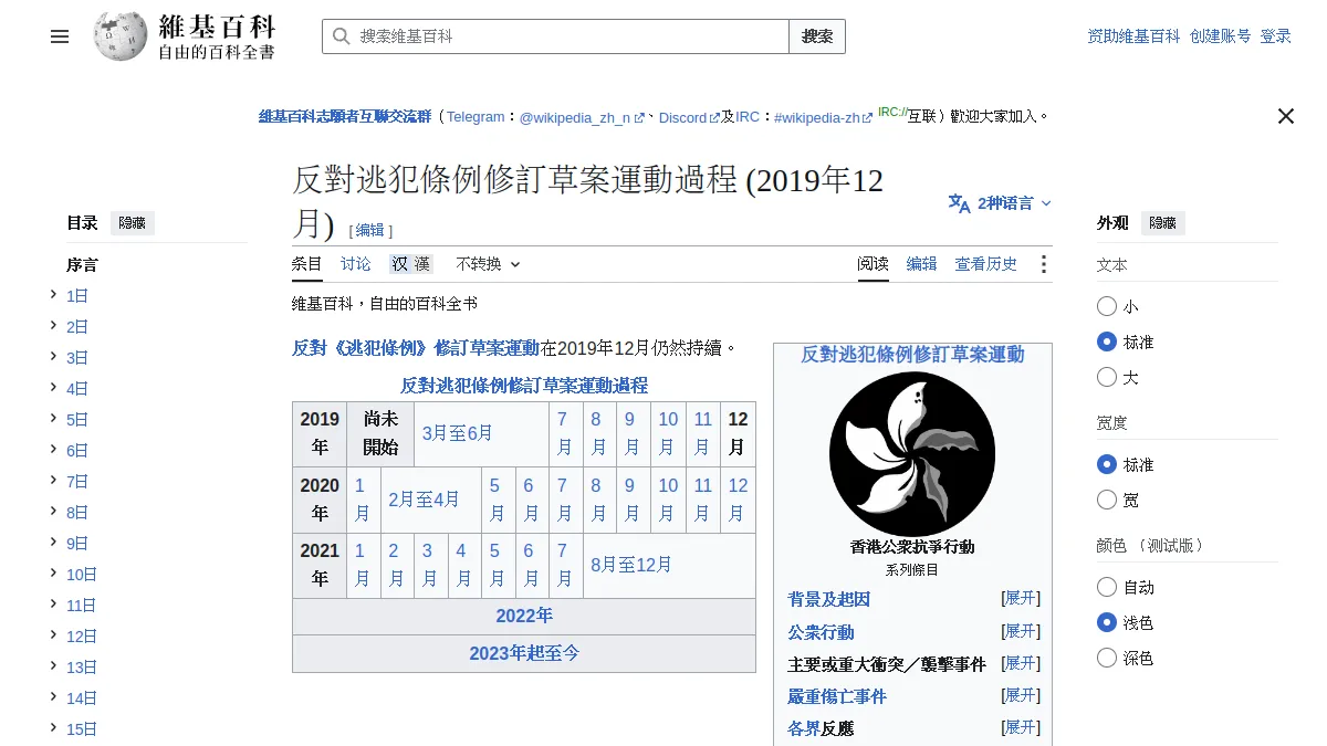 反對逃犯條例修訂草案運動過程 (2019年12月)